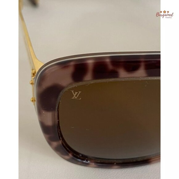Authentic LOUIS VUITTON Brown/Beige Leopard Spotted Acetate Sunglasses Z0558W - Picture 2 of 12